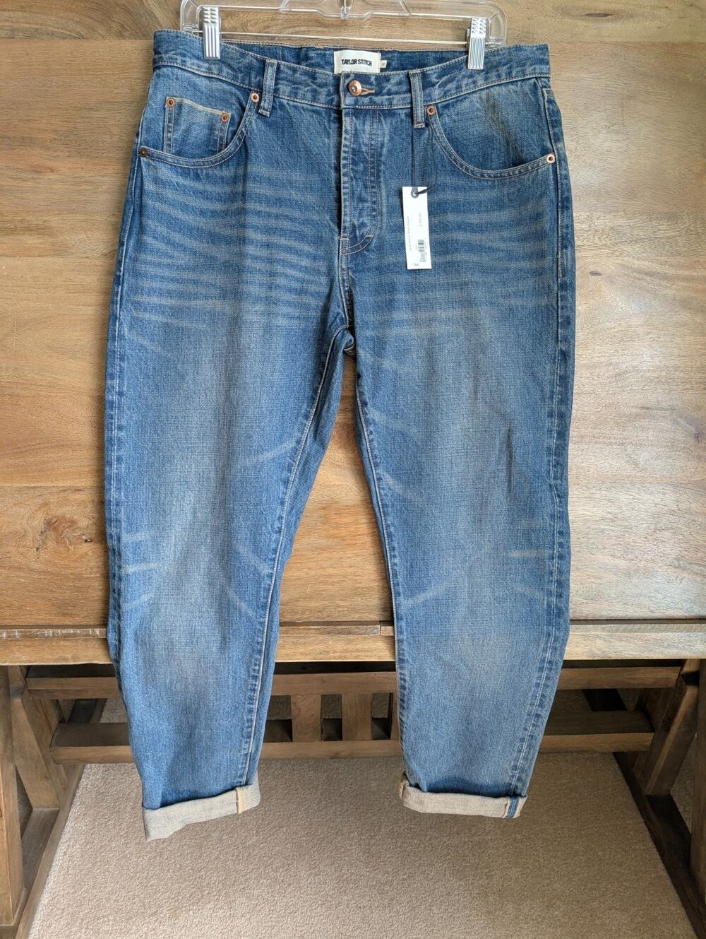 NWT Taylor Stitch Jeans Womens 33 Blue Denim Sawyer Wash Organic Slim 2202 JSWO